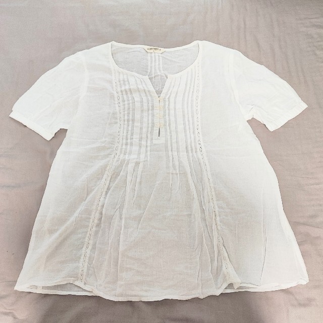 コットンシャツLサイズ レディースのトップス(シャツ/ブラウス(半袖/袖なし))の商品写真