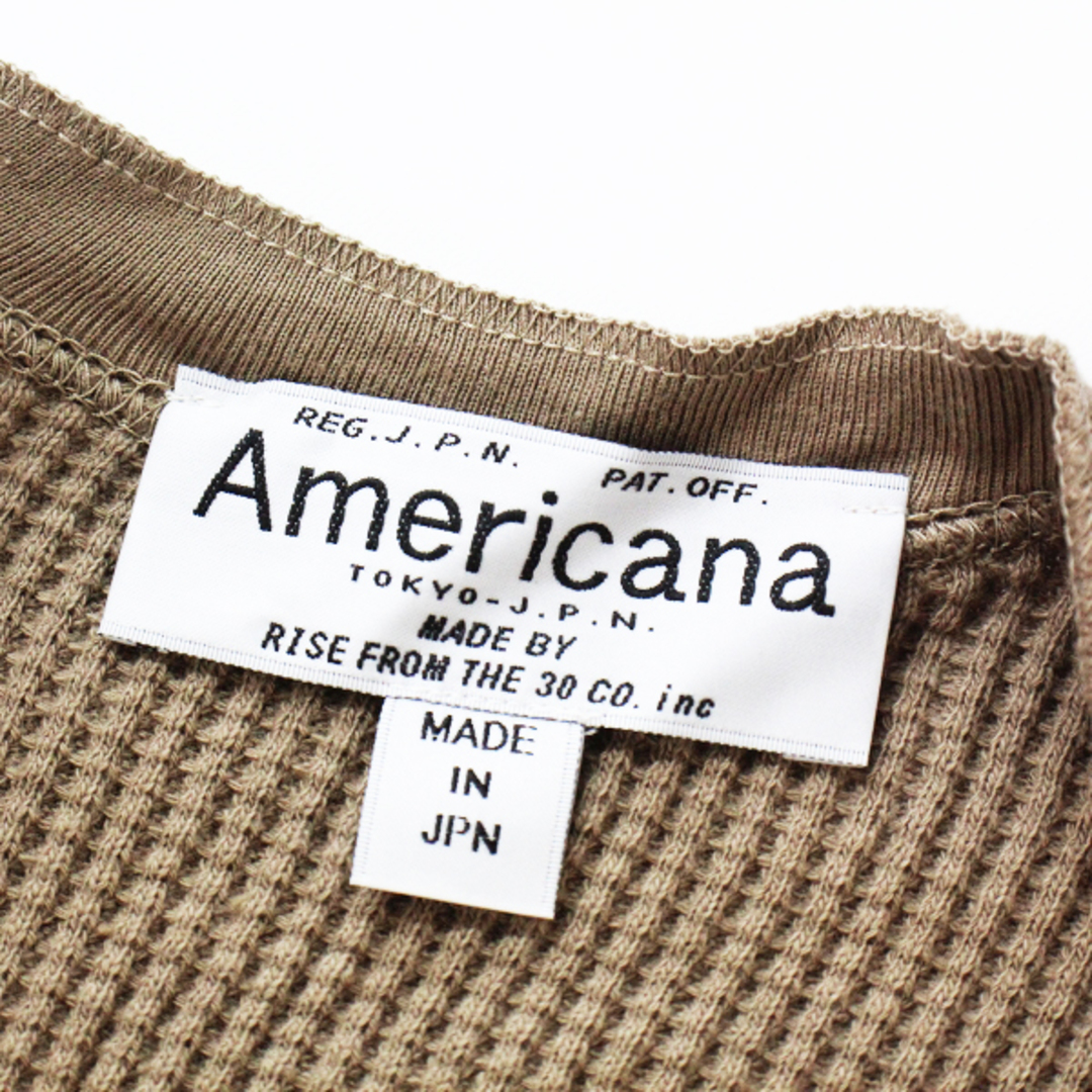 美品 AMERICANA アメリカーナ サーマルロングカーディガン/ベージュ ハオリ 羽織り バックヘンリーネック【2400012396005】トップス