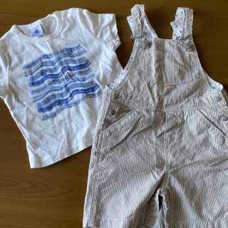 プチバトー(PETIT BATEAU)のプチバトー　Tシャツ、サロペットセット(Ｔシャツ)