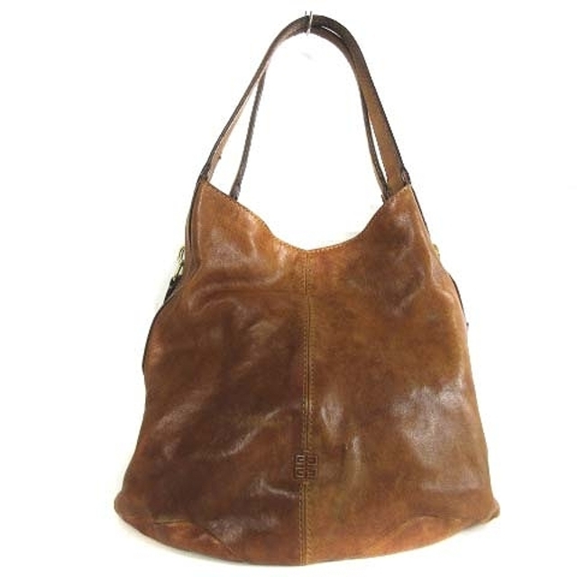ジバンシィレザー トートバッグ ハンド サイドジップ ロゴ ブラウン 茶 鞄