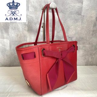 【超美品】A.D.M.J コンクルージョン シュリンク型 レッド ハンドバッグ