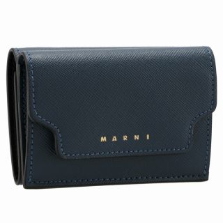 値下【新品 未使用】正規品　マルニ　三つ折りミニ財布　金ロゴ　箱完備