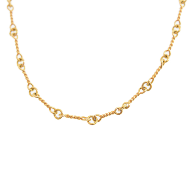 クロムハーツ  22K NECKCHAIN T18/ツイストチェーン18inch ゴールドネックレス メンズ 18inch