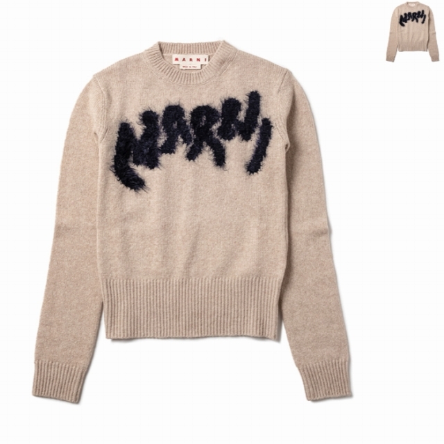 Marni - MARNI クルーネックセーター ロゴ シェットランド ウールの
