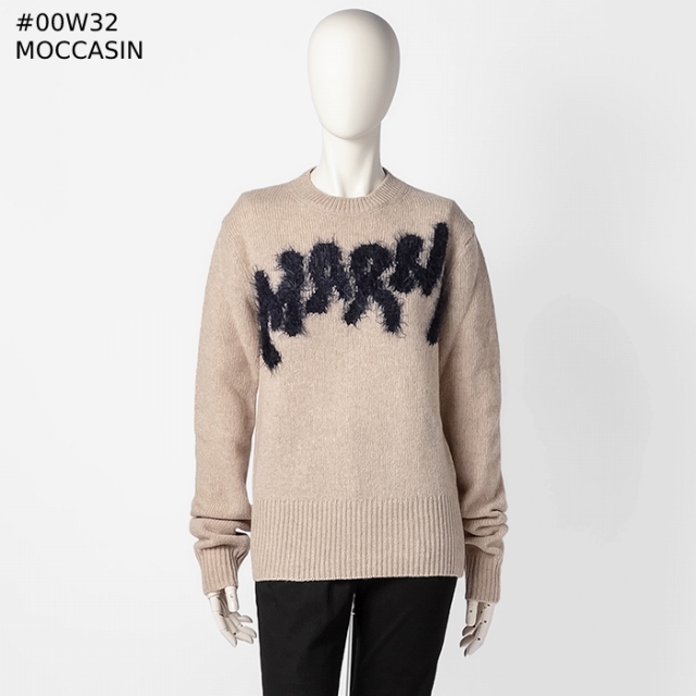 Marni - MARNI クルーネックセーター ロゴ シェットランド ウールの