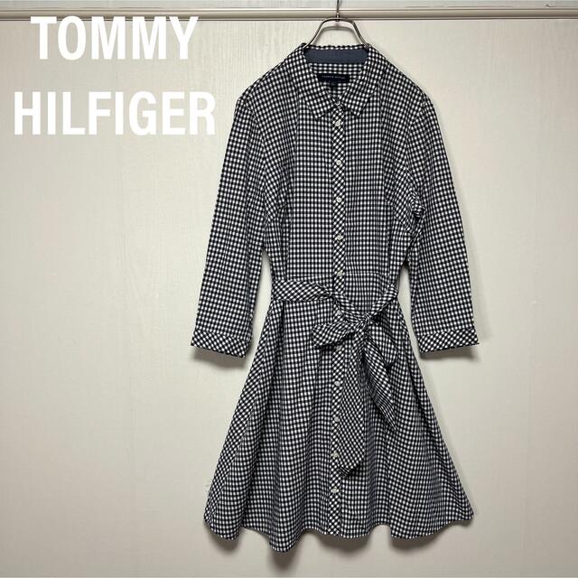 TOMMY HILFIGER(トミーヒルフィガー)のトミーヒルフィガー　TOMMY HILFIGER ベルテッドシャツワンピース レディースのワンピース(ひざ丈ワンピース)の商品写真