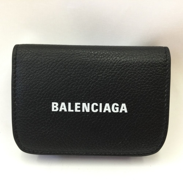 〇〇BALENCIAGA バレンシアガ 三つ折りコンパクトウォレット レザー  593813 ブラック