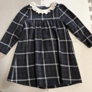 プチバトー(PETIT BATEAU)の襟フリル🎀チェックワンピース(ワンピース)