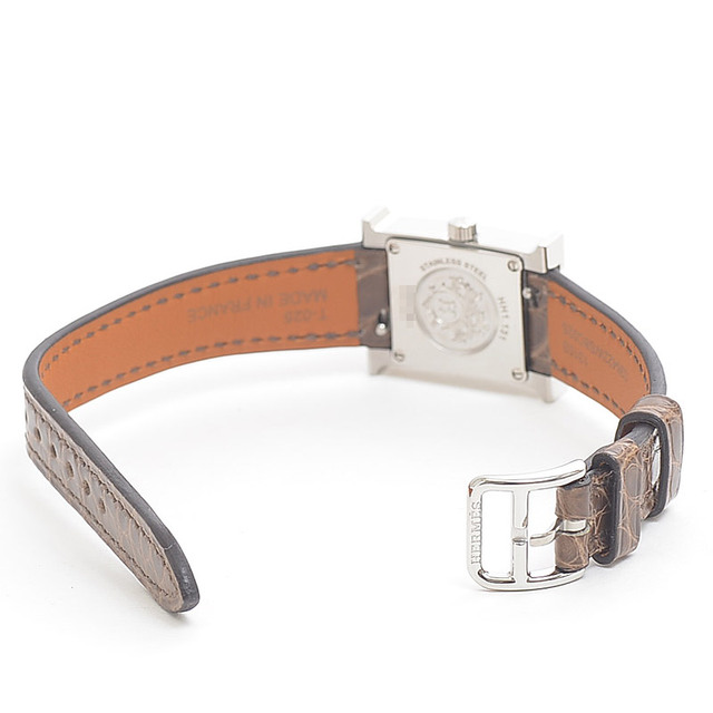Hermes(エルメス)のエルメス Hウォッチ ミニ レディース シェル文字盤 ダイヤベゼル SS/革ベル レディースのファッション小物(腕時計)の商品写真