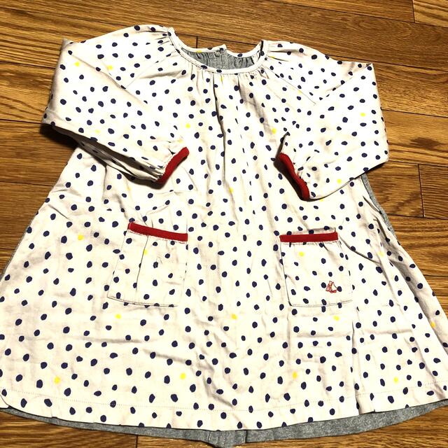 PETIT BATEAU(プチバトー)のプチバトー ドットワンピース 24m/86cm キッズ/ベビー/マタニティのキッズ服女の子用(90cm~)(ワンピース)の商品写真