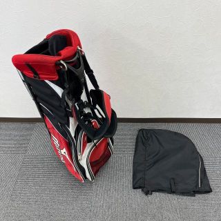 ミズノ(MIZUNO)のMIZUNO ミズノ キャディバッグ ゴルフバッグ 黒×赤 カバー付き(バッグ)