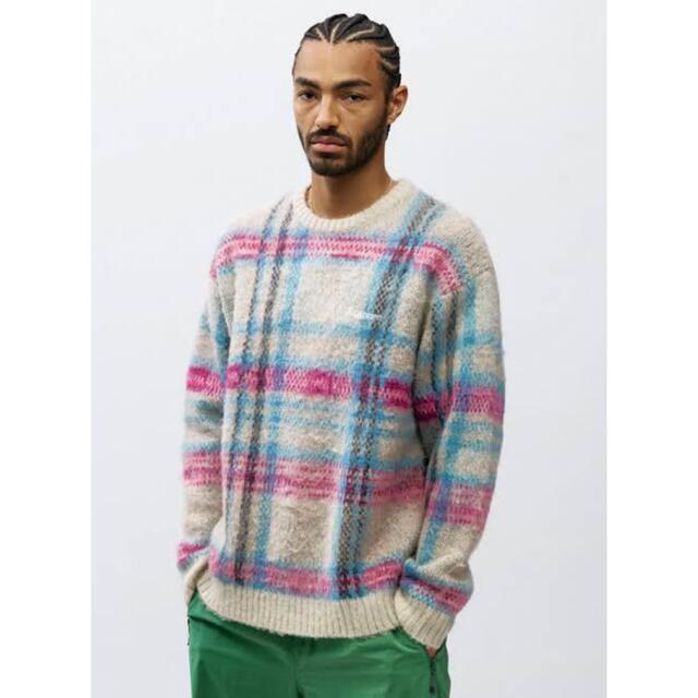 20aw Supreme Brushed Plaid Sweater whiteニット/セーター