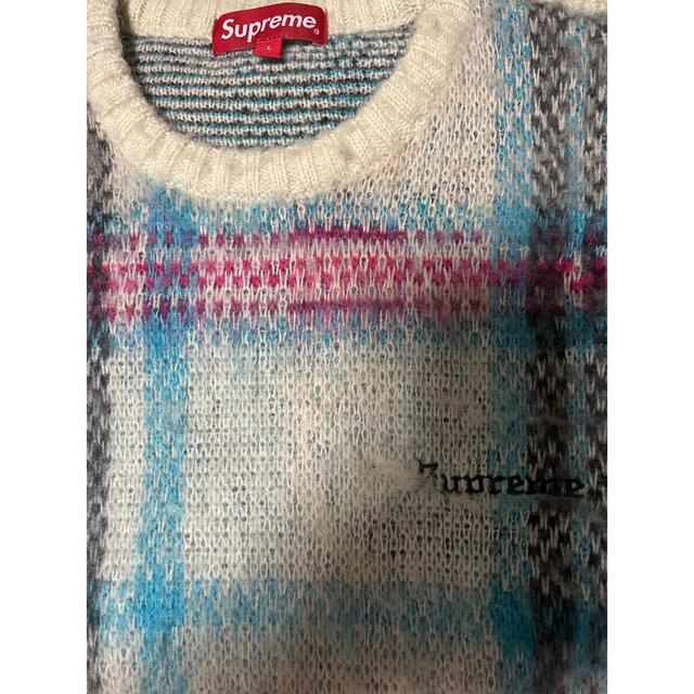 20aw Supreme Brushed Plaid Sweater white