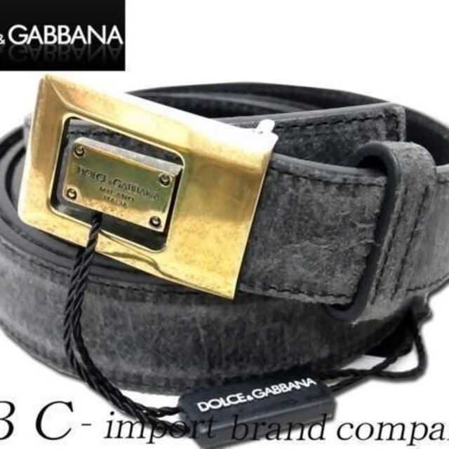 ☆DOLCE&GABBANA ドルガバ☆ゴールドロゴバックルベルト95グレー灰 ...