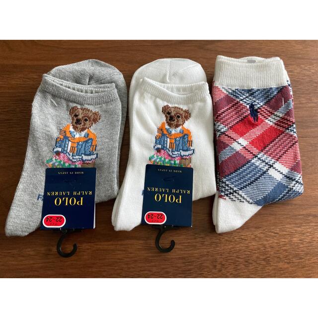 POLO RALPH LAUREN(ポロラルフローレン)の新品タグ付き ラルフローレン靴下3足22〜24㎝ ベア　 レディースのレッグウェア(ソックス)の商品写真