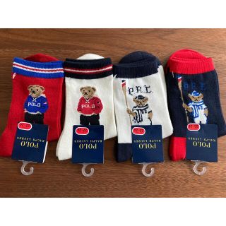 ポロラルフローレン(POLO RALPH LAUREN)の新品タグ付き ラルフローレン靴下4足22〜24㎝ ベア　アイスホッケークマ(靴下/タイツ)