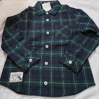 クレードスコープ(kladskap)の新品　クレードスコープ　紺色&緑色チェック柄長袖シャツ120cm(Tシャツ/カットソー)