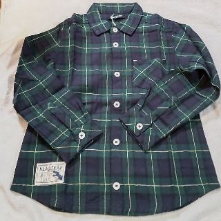 クレードスコープ(kladskap)の新品　クレードスコープ　紺色&緑色チェック柄長袖シャツ100cm(Tシャツ/カットソー)