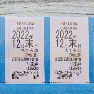 近鉄　株主優待　乗車券　2枚　チケット　鉄道　切符(その他)