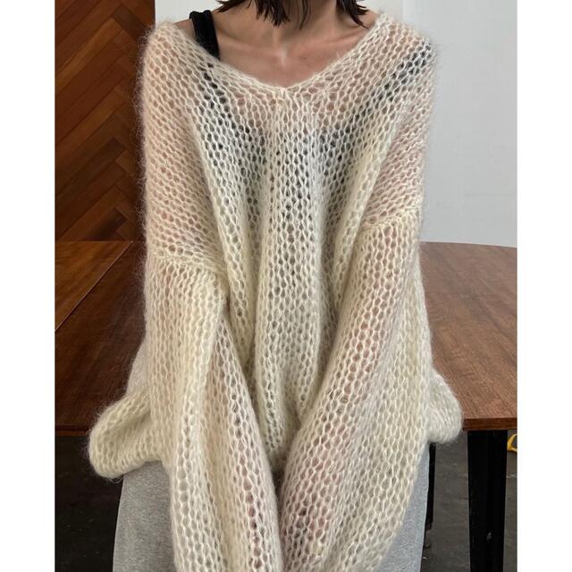 CLANE V NECK LOOSE MOHAIR KNIT TOPS クラネ