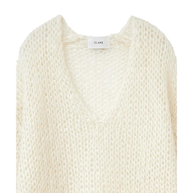 CLANE V NECK LOOSE MOHAIR KNIT TOPS ホワイト