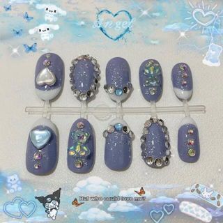 【現品のみ】ネイルチップ ブルー/青 ハンドメイドのアクセサリー(ネイルチップ)の商品写真