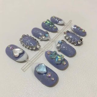 【現品のみ】ネイルチップ ブルー/青 ハンドメイドのアクセサリー(ネイルチップ)の商品写真