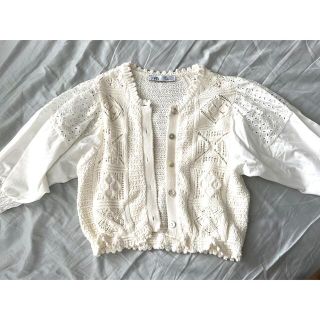 ZARA - ZARA コントラストニットカーディガンの通販 by るる's shop