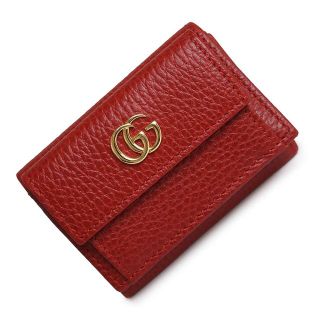 グッチ(Gucci)のグッチ GGプチマーモント コンパクト 三つ折り財布 カーフスキン レザー ハイビスカスレッド 赤 523277 箱付 GUCCI（新品・未使用品）(財布)