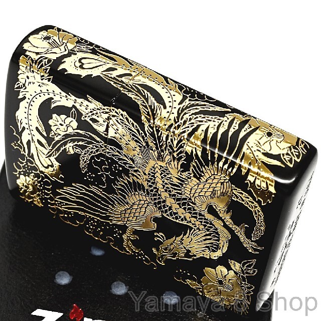 ZIPPO(ジッポー)の新品 ZIPPO 鳳凰 サイド２面彫り ゴールド＆ブラック ジッポー ライター メンズのファッション小物(タバコグッズ)の商品写真