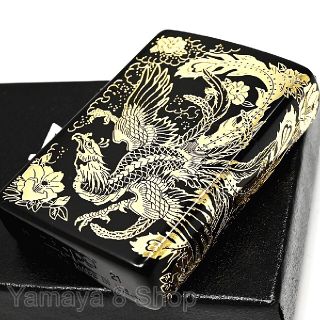 ジッポー(ZIPPO)の新品 ZIPPO 鳳凰 サイド２面彫り ゴールド＆ブラック ジッポー ライター(タバコグッズ)