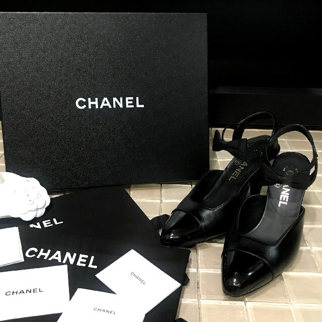 CHANEL☆シャネル☆リボン パンプス☆23.5cm☆ブラック