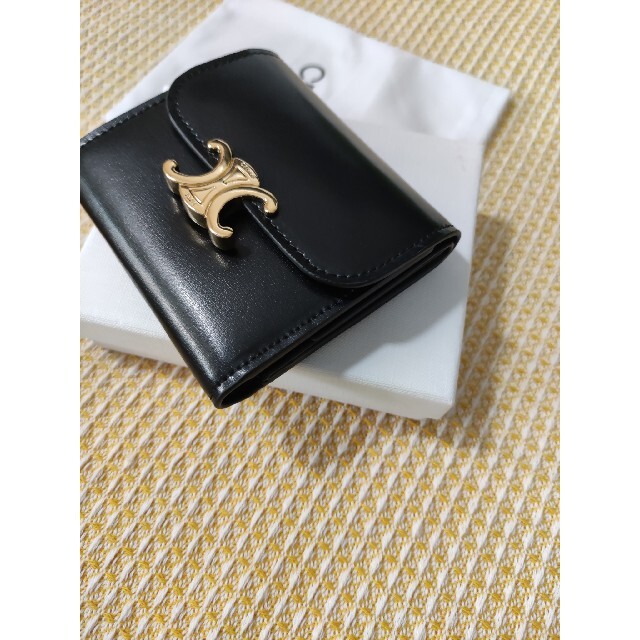 CELINE 美品 黒 三つ折り財布 トリオンフ スモールウォレット セリーヌ