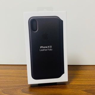 アップル(Apple)の純正iPhoneXS用 レザーフォリオケース ブラック(iPhoneケース)