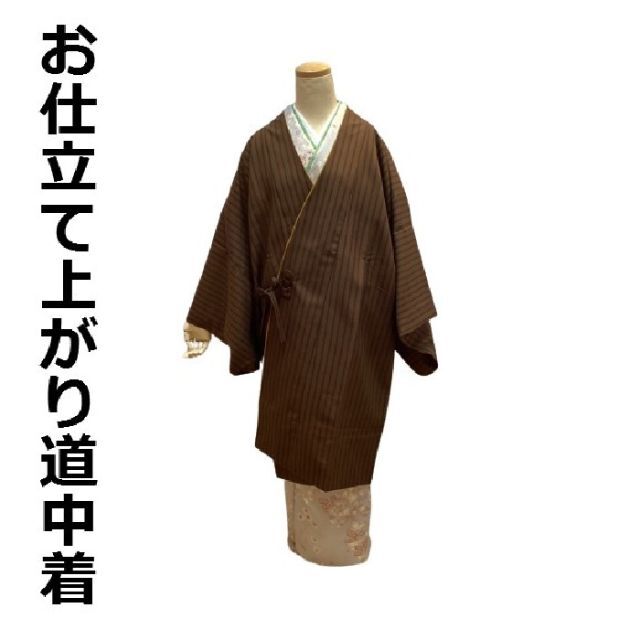 303mc28〇道中着 和装コート 茶色 紗 ロング丈〇美品-