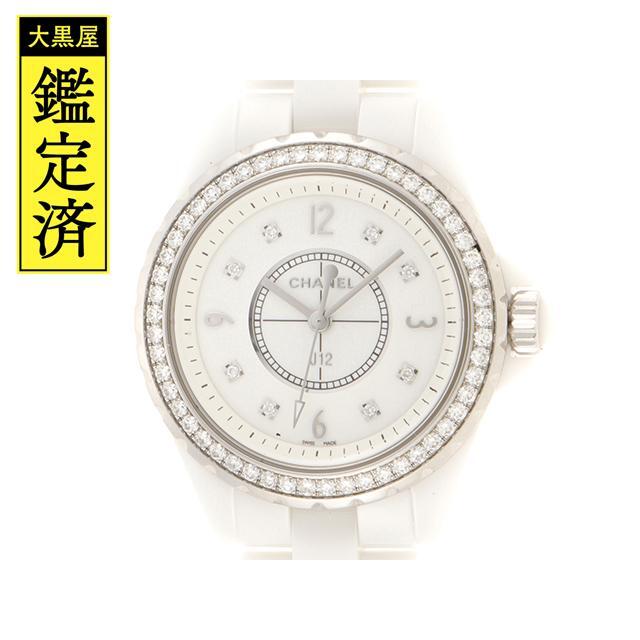 シャネル J12 ダイヤベゼル ホワイトセラミック レディース 腕時計