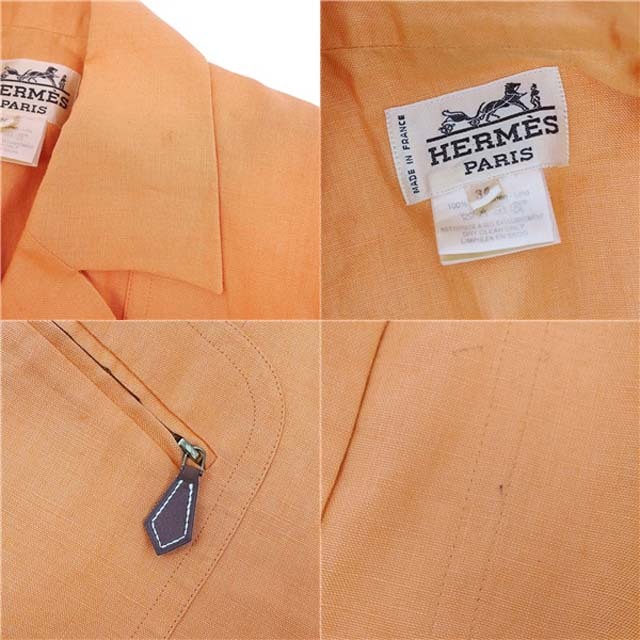Hermes(エルメス)のVintage エルメス テーラードジャケット リネン レディース 38オレンジ レディースのジャケット/アウター(テーラードジャケット)の商品写真