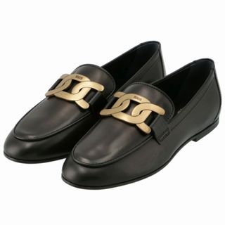 トッズ(TOD'S)のTOD`S レザー ローファー メタルチェーン フラットシューズ 靴(ローファー/革靴)