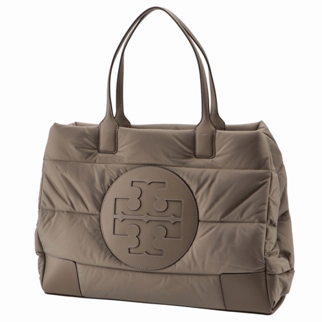 A4可 美品 TORY BURCH ナイロン トートバッグ 紺 茶 キルティング