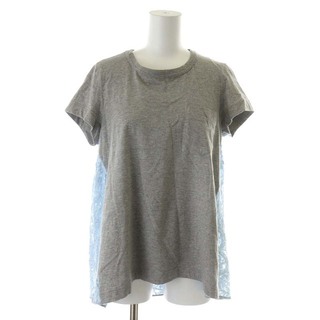 サカイラック(sacai luck)のサカイラック レースドッキングTシャツ カットソー 半袖 3 L グレー 水色(Tシャツ(半袖/袖なし))