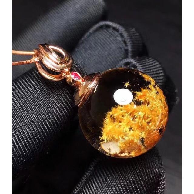 Worldstoneルチル⭐︎【極上品】ゴールド ルチル クオーツ ペンダントトップ k18 16.5mm