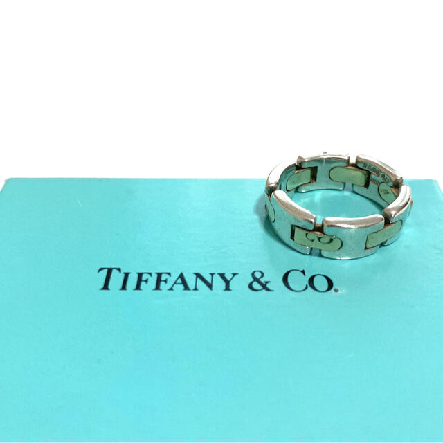 TIFFANY  Hリンク　750 925コンビリング　K18 silver