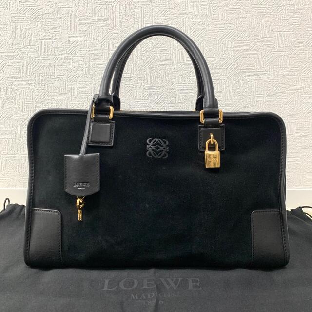 美品✨ロエベ アマソナ36 ボストン スエード×レザー 南京錠 大容量-