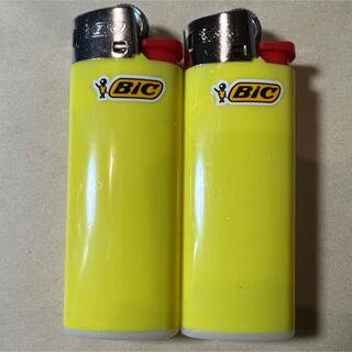 BIC mini ライター J25 ビック 2本セット イエロー(ストーブ/コンロ)