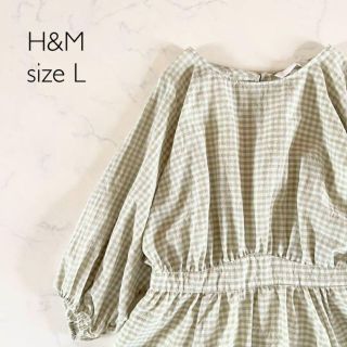 エイチアンドエム(H&M)の【美品】Lサイズ H&M エイチアンドエム ギンガムチェック ミニワンピース(ミニワンピース)