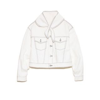 ファーファー(fur fur)の【新品タグ付き】FURFUR ノーカラーデニムジャケット WHT(Gジャン/デニムジャケット)