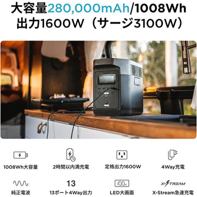 ポイント10倍】 EcoFlow ポータブル電源 大容量 DELTA 1000