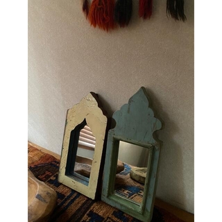 vintage wood  mirror(壁掛けミラー)