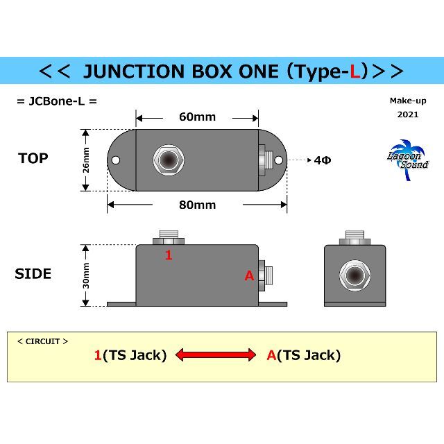 世界最小！ジャンクションボックス【JCBone】１系統 =L-BLACK= 楽器のギター(エフェクター)の商品写真