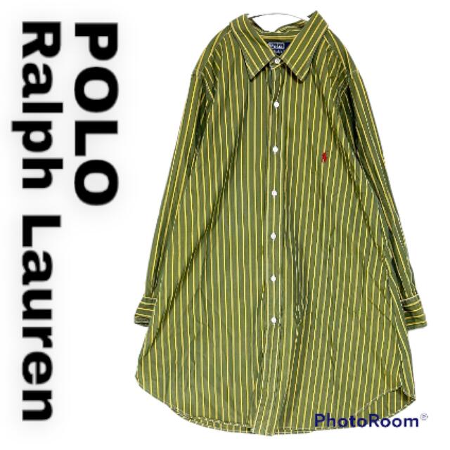 POLO RALPH LAUREN(ポロラルフローレン)のポロ ラルフローレン★ANDREW Aライン ロング丈 ストライプ柄シャツ レディースのトップス(シャツ/ブラウス(長袖/七分))の商品写真